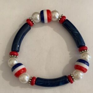 Elegant Blue and Red Beaded Bracelet